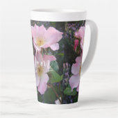 Roze Wilde Roos Bloemfloraal Fotogeman Moederdag Latte Mok (Rechterhoek)