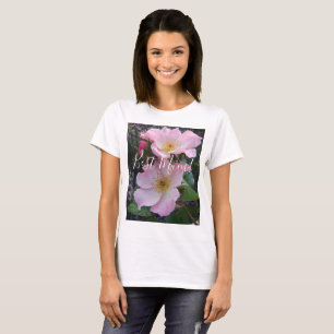 Roze Wilde Roos Bloemfloraal Fotogeman Moederdag T-shirt