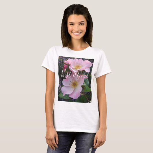 Roze Wilde Roos Bloemfloraal Fotogeman Moederdag T-shirt (Voorkant volledig)