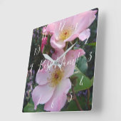Roze Wilde Roos Bloemfloraal Fotogeman Moederdag Vierkante Klok (Hoek)