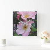 Roze Wilde Roos Bloemfloraal Fotogeman Moederdag Vierkante Klok (Huis)