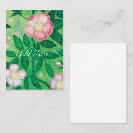 Roze Wilde Roos bloesem geheime tuin Informatiekaartje (Voorkant / Achterkant)