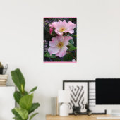 Roze Wilde Roos Kunst Floral Flowers Foto Poster (Thuiskantoor)