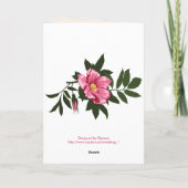 Roze wilde roos, linnen bloemen Happy Birthday Kaart (Achterkant)