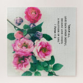 Roze Wilde Roos Vloer Bouquet Love Bijbelse Verse Legpuzzel (Horizontaal)