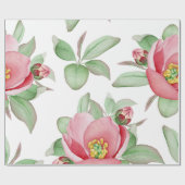 Roze Wilde Roos Waterverf Bloemen Cadeaupapier (Vlak)