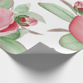 Roze Wilde Roos Waterverf Bloemen Cadeaupapier (Hoek)