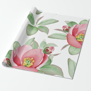 Roze wilde Roos Waterverf Floral Cadeaupapier