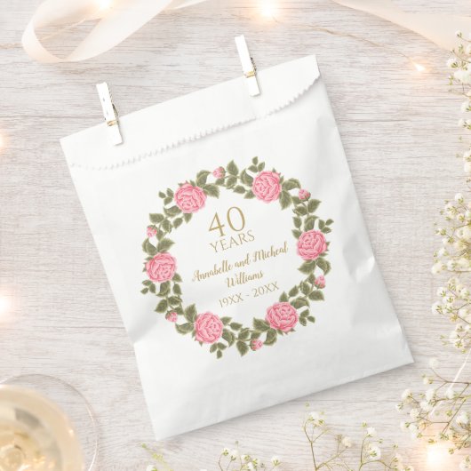 ROZE WILDE ROZEN Bloemen Garland 40e bruiloft RUBY Bedankzakje (Geknipt)