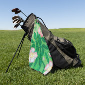 Roze Wilde Rozen Bloemen & Groene bladeren Illustr Golfhanddoek (Groen)