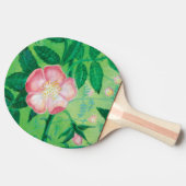 Roze Wilde Rozen Bloemen & Groene bladeren Illustr Tafeltennisbatje (Zijkant)