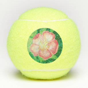Roze Wilde Rozen Bloemen & Groene bladeren Illustr Tennisballen