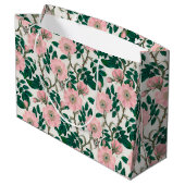 Roze Wilde Rozen Bloemen & Groene bladeren Patroon Groot Cadeauzakje (Achterkant Gekanteld)
