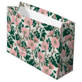 Roze Wilde Rozen Bloemen & Groene bladeren Patroon Groot Cadeauzakje (Voorkant Gekanteld)