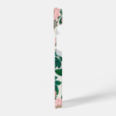 Roze Wilde Rozen Bloemen & Groene bladeren Patroon iPhone Hoesje (Linkerkant)