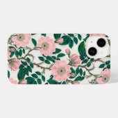 Roze Wilde Rozen Bloemen & Groene bladeren Patroon iPhone Hoesje (Achterkant horizontaal)