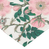 Roze Wilde Rozen Bloemen & Groene bladeren Patroon Korte Tafelloper (Hoek)