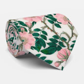 Roze Wilde Rozen Bloemen & Groene bladeren Patroon Stropdas (Opgerold)