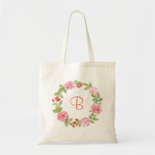 Roze wilde rozen en rozenbottels gepersonaliseerd tote bag