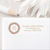 ROZE WILDE ROZEN KRANS 50e trouwadres Etiket (Insitu)