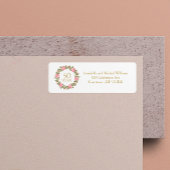 ROZE WILDE ROZEN KRANS 50e trouwadres Etiket