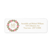 ROZE WILDE ROZEN KRANS 60e bruiloft adres Etiket (Voorkant)