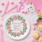  ROZE WILDE ROZEN VRIJGEZELLENFEEST NAAM DATUM PAPIEREN BORDJE (Feest)