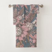 Roze Wilde Struik Bloem Boeket Stropdas Bad Handdoek (Insitu)