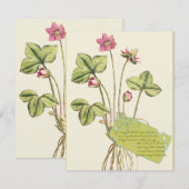 Roze, wilde ventilator Botanische dinerinjecties Kaart (Voorkant / Achterkant)