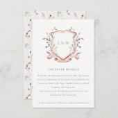 Roze Wilde Waterverf Crest Weddenschap Details Informatiekaartje (Voorkant / Achterkant)