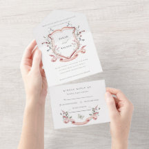 Roze Wilde Waterverf Monogram Crest Weddenschap