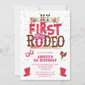 Roze Wilde Westen Cowgirl 1e Verjaardagsfeestje Kaart (Voorkant)