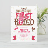 Roze Wilde Westen Cowgirl 1e Verjaardagsfeestje Kaart (Staand voorkant)