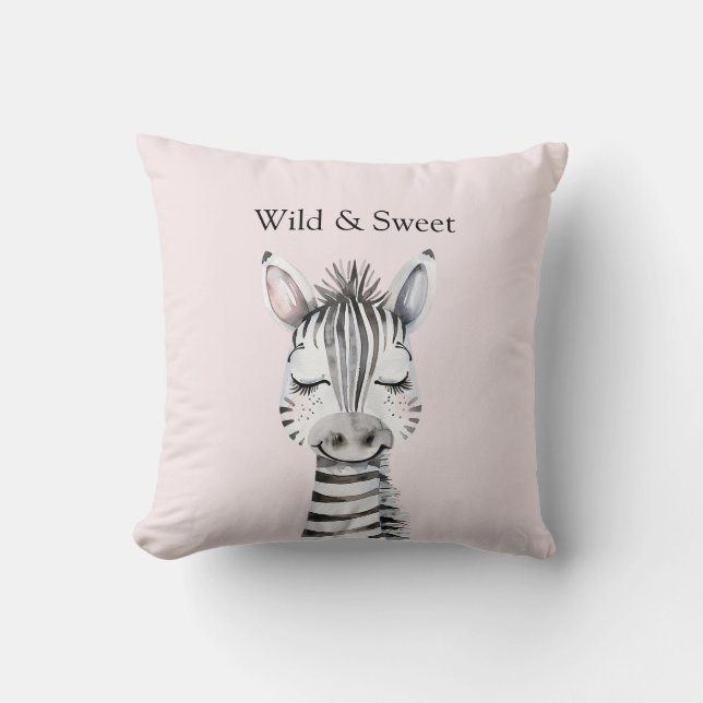 Roze Wilde & Zoete Zebra Kussen (Voorkant)