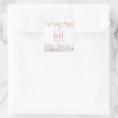 Roze Wildflower 60ste verjaardag Vierkante Sticker (Tas)