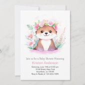 Roze Wildflower Adventure Otter Meisje Baby shower Kaart (Voorkant)