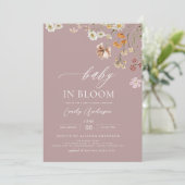 Roze Wildflower Baby in Bloom Baby shower Kaart (Staand voorkant)