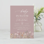 Roze Wildflower Baby in Bloom Baby shower Kaart (Staand voorkant)