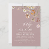 Roze Wildflower Baby in Bloom Baby shower Kaart (Voorkant)