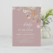 Roze Wildflower Baby in Bloom Baby shower Kaart (Staand voorkant)