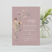 Roze Wildflower Baby in Bloom Baby shower Kaart (Staand voorkant)
