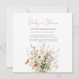 Roze Wildflower Baby in Bloom Baby shower Kaart