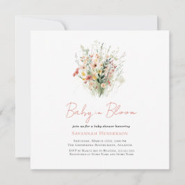 Roze Wildflower Baby in Bloom Baby shower Kaart