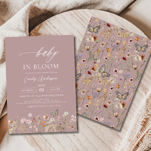 Roze Wildflower Baby in Bloom Baby shower Kaart