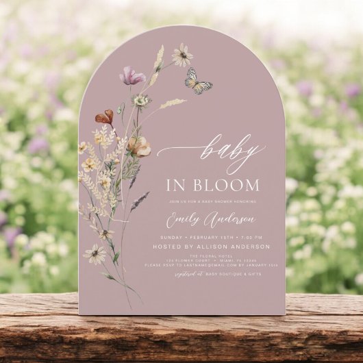 Roze Wildflower Baby in Bloom Baby shower Kaart