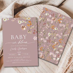 Roze Wildflower Baby in Bloom Baby shower Kaart
