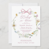Roze Wildflower Baby in Bloom Baby shower Kaart (Voorkant)