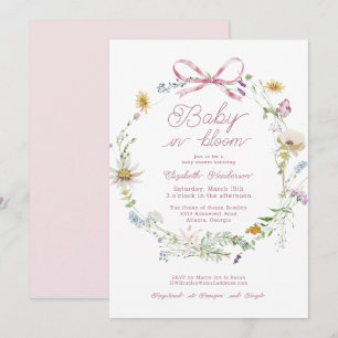 Roze Wildflower Baby in Bloom Baby shower Kaart