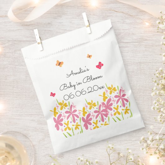 Roze Wildflower Baby in Bloom Gepersonaliseerd Bedankzakje (Geknipt)