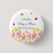  Roze Wildflower Baby in Bloom Gepersonaliseerd Ronde Button 3,2 Cm (Voorkant)